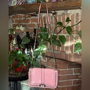 Rebecca Minkoff Chevron Crossbody Bag Pink w/Chain Accent 😍 VG Condition